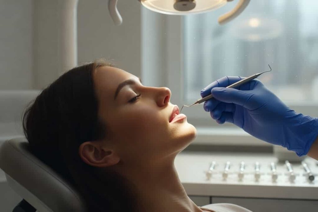 kobieta na fotelu dentystycznym